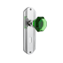 Nostalgic Warehouse Deco Solid Brass Rose Privacy Door Knob Set with Emerald Waldorf Knob and Decorative Keyhole for 2-3/8" Backset Bright Chrome