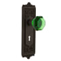Nostalgic Warehouse Egg and Dart Solid Brass Rose Privacy Door Knob Set with Emerald Waldorf Knob and Decorative Keyhole for 2-3/4" Backset Oil-Rubbed Bronze