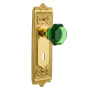 Nostalgic Warehouse Egg and Dart Solid Brass Rose Privacy Door Knob Set with Emerald Waldorf Knob and Decorative Keyhole for 2-3/4" Backset Polished Brass