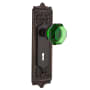 Nostalgic Warehouse Egg and Dart Solid Brass Rose Privacy Door Knob Set with Emerald Waldorf Knob and Decorative Keyhole for 2-3/4" Backset Timeless Bronze