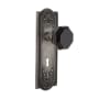 Nostalgic Warehouse Meadows Solid Brass Rose Privacy Door Knob Set with Black Waldorf Door Knob and Decorative Keyhole for 2-3/4" Backset Antique Pewter
