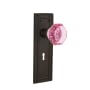 Nostalgic Warehouse Mission Solid Brass Rose Privacy Door Knob Set with Pink Waldorf Knob and Decorative Keyhole for 2-3/4" Backset Oil-Rubbed Bronze