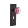 Nostalgic Warehouse Mission Solid Brass Rose Privacy Door Knob Set with Pink Waldorf Knob and Decorative Keyhole for 2-3/4" Backset Timeless Bronze