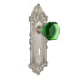 Nostalgic Warehouse Victorian Rose Privacy Door Knob Set with Emerald Waldorf Knob and Decorative Skeleton Keyhole for 2-3/4" Backset Satin Nickel