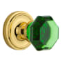Nostalgic Warehouse Classic Solid Brass Rose Vintage Retrofit Entry Door Knob Set with Emerald Waldorf Knob and Skeleton Keyhole Unlacquered Brass