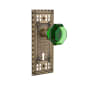 Nostalgic Warehouse Craftsman Solid Brass Rose Vintage Retrofit Entry Door Knob Set with Emerald Waldorf Knob and Skeleton Key Antique Brass
