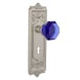 Nostalgic Warehouse Egg and Dart Solid Brass Vintage Retrofit Entry Door Knob Set with Cobalt Waldorf Knob with Skeleton Keyhole Satin Nickel