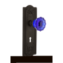 Nostalgic Warehouse Meadows Solid Brass Rose Vintage Retrofit Entry Door Knob Set with Cobalt Crystal Door Knob and Skeleton Key Oil-Rubbed Bronze