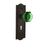 Nostalgic Warehouse Meadows Solid Brass Rose Vintage Retrofit Entry Door Knob Set with Emerald Waldorf Door Knob and Skeleton Key Oil-Rubbed Bronze