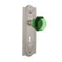 Nostalgic Warehouse Meadows Solid Brass Rose Vintage Retrofit Entry Door Knob Set with Emerald Waldorf Door Knob and Skeleton Key Satin Nickel