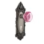 Nostalgic Warehouse Victorian Rose Vintage Entry Door Retrofit with Pink Waldorf Knob and Decorative Skeleton Keyhole Antique Pewter