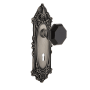 Nostalgic Warehouse Victorian Rose Vintage Entry Door Retrofit with Black Waldorf Knob and Decorative Skeleton Keyhole Antique Pewter