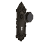 Nostalgic Warehouse Victorian Rose Vintage Entry Door Retrofit with Black Waldorf Knob and Decorative Skeleton Keyhole Oil Rubbed Bronze