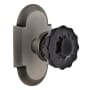 Nostalgic Warehouse Cottage Solid Brass Rose Passage Door Knob Set with Black Crystal Knob and 2-3/8" Backset Antique Pewter