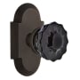 Nostalgic Warehouse Cottage Solid Brass Rose Passage Door Knob Set with Black Crystal Knob and 2-3/8" Backset Oil-Rubbed Bronze