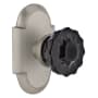 Nostalgic Warehouse Cottage Solid Brass Rose Passage Door Knob Set with Black Crystal Knob and 2-3/8" Backset Satin Nickel