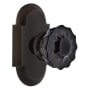 Nostalgic Warehouse Cottage Solid Brass Rose Passage Door Knob Set with Black Crystal Knob and 2-3/8" Backset Timeless Bronze
