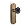 Nostalgic Warehouse Deco Solid Brass Rose Passage Door Knob Set with Black Crystal Knob and 2-3/8" Backset Antique Brass