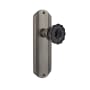 Nostalgic Warehouse Deco Solid Brass Rose Passage Door Knob Set with Black Crystal Knob and 2-3/8" Backset Antique Pewter
