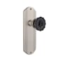 Nostalgic Warehouse Deco Solid Brass Rose Passage Door Knob Set with Black Crystal Knob and 2-3/8" Backset Satin Nickel