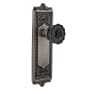 Nostalgic Warehouse Egg and Dart Solid Brass Rose Passage Door Knob Set with Black Crystal Knob for 2-3/4" Backset Antique Pewter