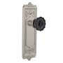 Nostalgic Warehouse Egg and Dart Solid Brass Rose Passage Door Knob Set with Black Crystal Knob for 2-3/4" Backset Satin Nickel