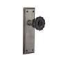 Nostalgic Warehouse New York Solid Brass Rose Passage Door Knob Set with Black Crystal Knob for 2-3/8" Backset Antique Pewter