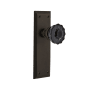 Nostalgic Warehouse New York Solid Brass Rose Passage Door Knob Set with Black Crystal Knob for 2-3/8" Backset Oil-Rubbed Bronze