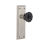 Nostalgic Warehouse New York Solid Brass Rose Passage Door Knob Set with Black Crystal Knob for 2-3/8" Backset Satin Nickel