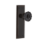 Nostalgic Warehouse New York Solid Brass Rose Passage Door Knob Set with Black Crystal Knob for 2-3/8" Backset Timeless Bronze