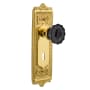 Nostalgic Warehouse Egg and Dart Solid Brass Rose Passage Door Knob Set with Black Crystal Knob and Decorative Keyhole for 2-3/4" Backset Polished Brass