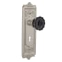 Nostalgic Warehouse Egg and Dart Solid Brass Rose Passage Door Knob Set with Black Crystal Knob and Decorative Keyhole for 2-3/4" Backset Satin Nickel