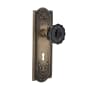 Nostalgic Warehouse Meadows Solid Brass Rose Passage Door Knob Set with Black Crystal Door Knob and Decorative Keyhole for 2-3/4" Backset Antique Brass