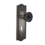 Nostalgic Warehouse Meadows Solid Brass Rose Passage Door Knob Set with Black Crystal Door Knob and Decorative Keyhole for 2-3/4" Backset Antique Pewter