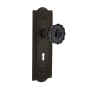 Nostalgic Warehouse Meadows Solid Brass Rose Passage Door Knob Set with Black Crystal Door Knob and Decorative Keyhole for 2-3/4" Backset Oil-Rubbed Bronze