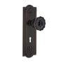 Nostalgic Warehouse Meadows Solid Brass Rose Passage Door Knob Set with Black Crystal Door Knob and Decorative Keyhole for 2-3/4" Backset Timeless Bronze