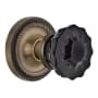 Nostalgic Warehouse Rope Solid Brass Rose Single Dummy Door Knob with Black Crystal Knob Antique Brass
