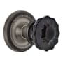 Nostalgic Warehouse Rope Solid Brass Rose Single Dummy Door Knob with Black Crystal Knob Antique Pewter