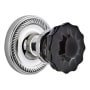 Nostalgic Warehouse Rope Solid Brass Rose Single Dummy Door Knob with Black Crystal Knob Bright Chrome