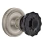 Nostalgic Warehouse Rope Solid Brass Rose Single Dummy Door Knob with Black Crystal Knob Satin Nickel