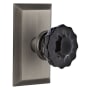 Nostalgic Warehouse Studio Solid Brass Rose Single Dummy Door Knob with Black Crystal Knob Antique Pewter