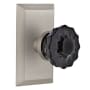 Nostalgic Warehouse Studio Solid Brass Rose Single Dummy Door Knob with Black Crystal Knob Satin Nickel