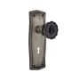Nostalgic Warehouse Prairie Solid Brass Rose Dummy Door Knob Set with Black Crystal Knob and Decorative Keyhole Antique Pewter