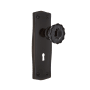 Nostalgic Warehouse Prairie Solid Brass Rose Dummy Door Knob Set with Black Crystal Knob and Decorative Keyhole Timeless Bronze