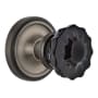 Nostalgic Warehouse Classic Solid Brass Rose Privacy Door Knob Set with Black Crystal Knob and 2-3/8" Backset Antique Pewter