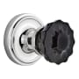 Nostalgic Warehouse Classic Solid Brass Rose Privacy Door Knob Set with Black Crystal Knob and 2-3/8" Backset Bright Chrome