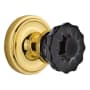Nostalgic Warehouse Classic Solid Brass Rose Privacy Door Knob Set with Black Crystal Knob and 2-3/8" Backset Polished Brass