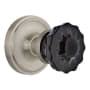 Nostalgic Warehouse Classic Solid Brass Rose Privacy Door Knob Set with Black Crystal Knob and 2-3/8" Backset Satin Nickel