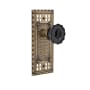 Nostalgic Warehouse Craftsman Solid Brass Rose Privacy Door Knob Set with Black Crystal Knob and 2-3/8" Backset Antique Brass