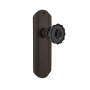 Nostalgic Warehouse Deco Solid Brass Rose Privacy Door Knob Set with Black Crystal Knob and 2-3/8" Backset Oil-Rubbed Bronze